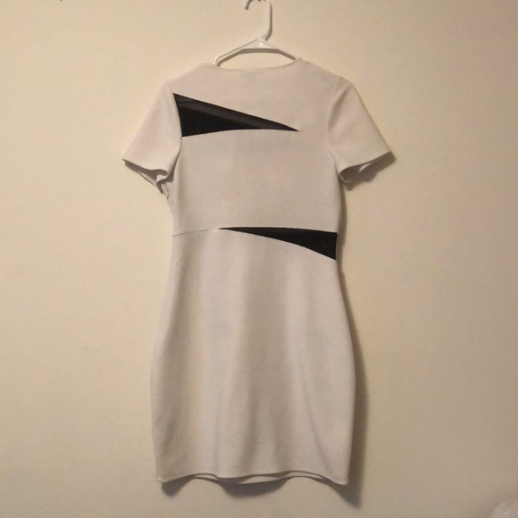 Express - White Party Dress With Mesh Cutouts - Picture 2 of 3